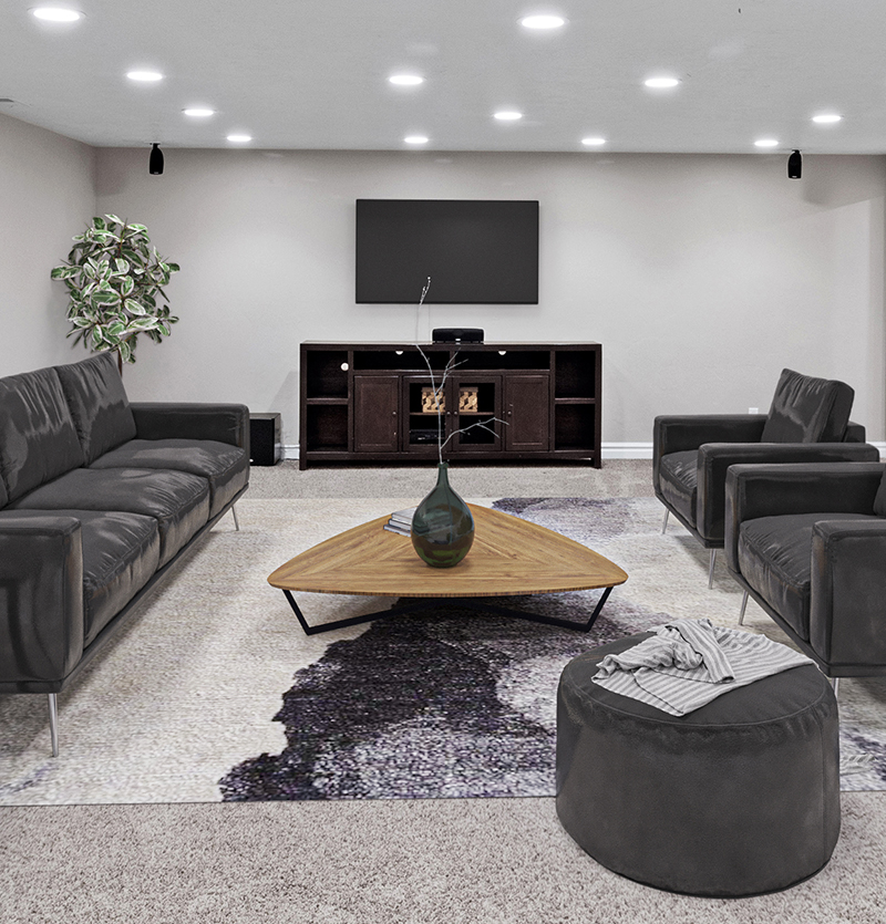 Virtually staged modern living room